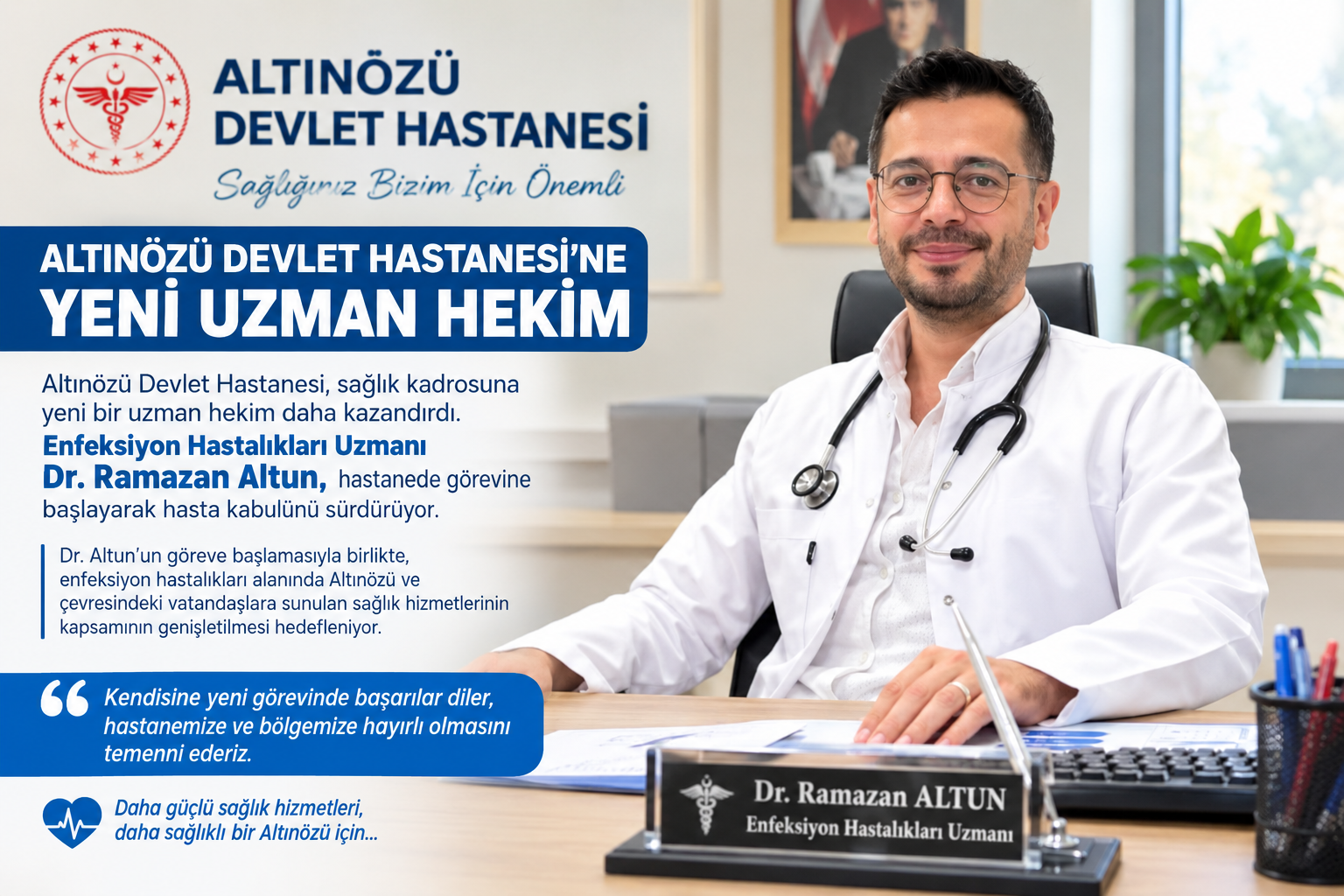 Dr. Ramazan Altun, Altınözü’nde hasta kabulüne başladı
