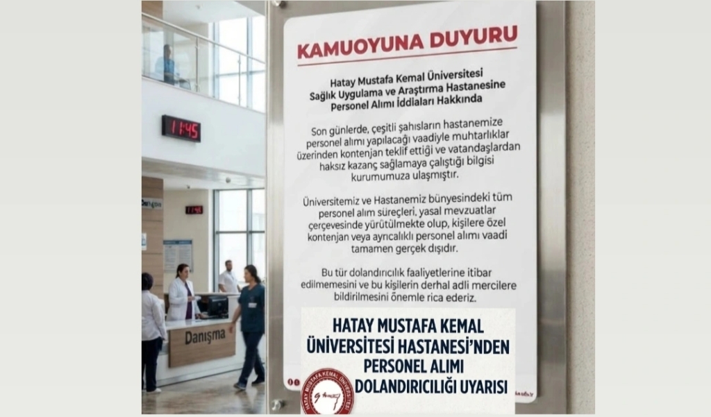 HMKÜ Hastanesinden Personel Alımı Dolandırıcılığı Uyarısı