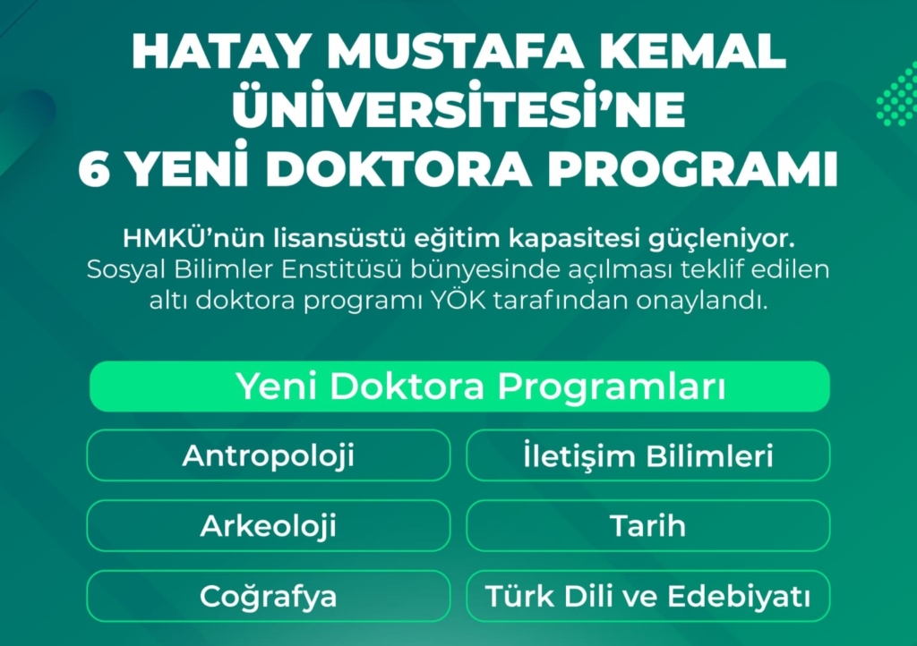 Hatay Mustafa Kemal Üniversitesi’nden 6 Yeni Doktora Programı